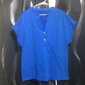 SHEIN Blue Boxy Short Sleeve Blouse